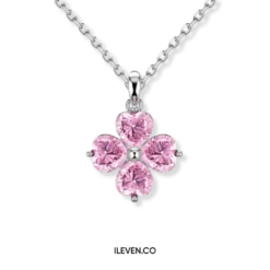 LUCKY CLOVER PINK NECKLACE ZCD-0017 – CRAFTED IN STERLING SILVER WITH TRIPLESHIELD™