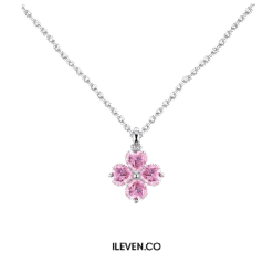 LUCKY CLOVER PINK NECKLACE ZCD-0017 – CRAFTED IN STERLING SILVER WITH TRIPLESHIELD™