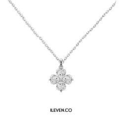 LUCKY CLOVER WHITE NECKLACE ZCD-0018 –CRAFTED IN STERLING SILVER WITH TRIPLESHIELD™