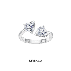 HEART DUO MOISSANITE RING ETG-S0002 – CRAFTED IN STERLING SILVER WITH ETERNAGOLD™