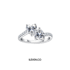 TWIN HEART PROMISE RING ETG-S0003 – CRAFTED IN STERLING SILVER WITH ETERNAGOLD™